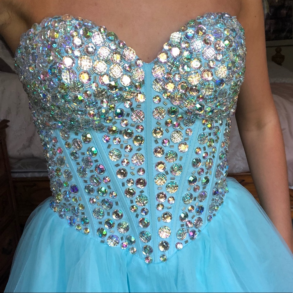 Beautiful Blue Sequined Formal Dress